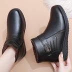 Bottines Chaudes Femme Similicuir Noir, Doublure Flanelle, vue 4