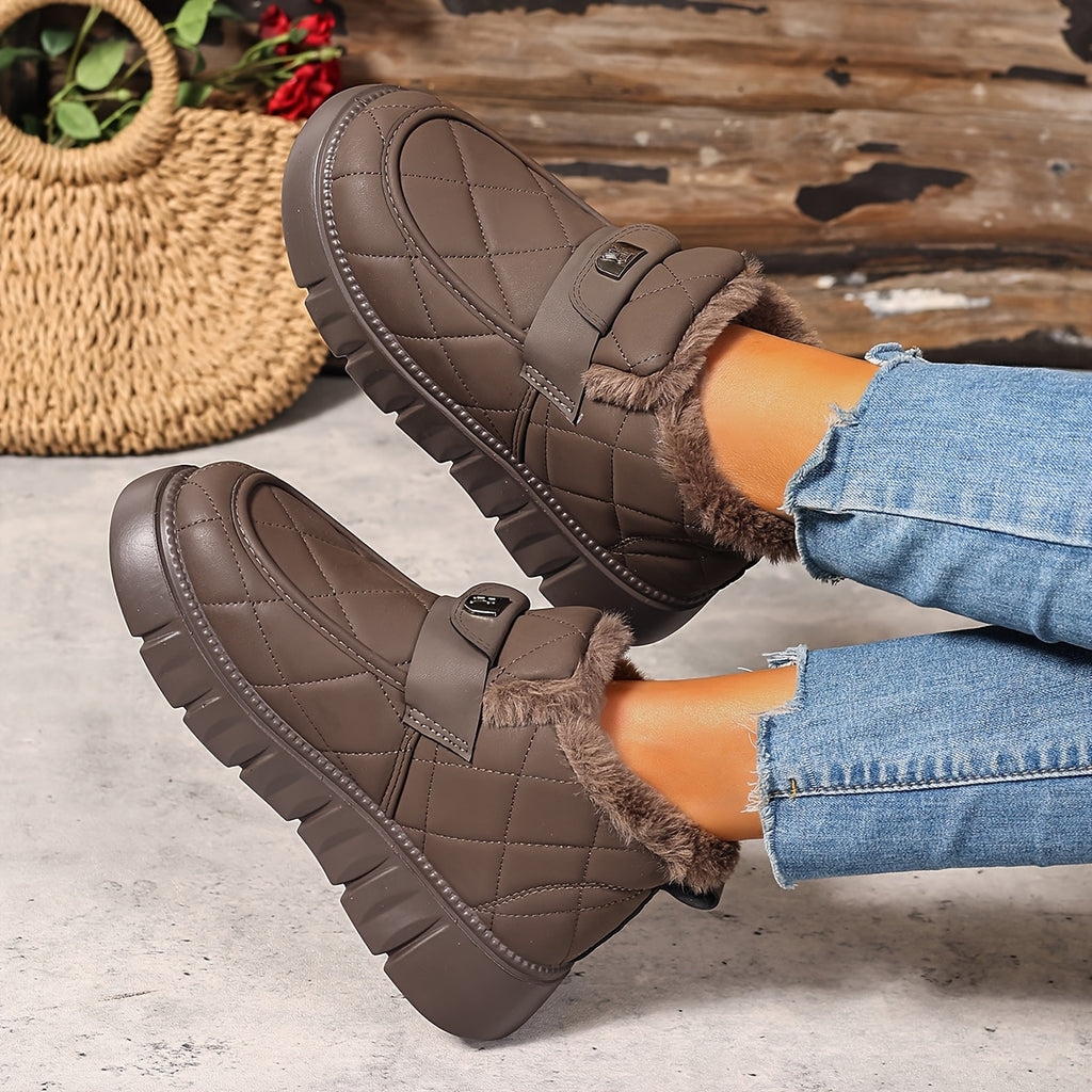 Bottes de Neige Femme Courtes Matelassées, Col Fourrure, vue 6