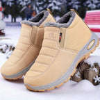 Bottines Chaudes Femme à Enfiler, Matelassées, Peluche – coloris beige