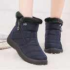 Bottes Femme Zippées, Col Fausse Fourrure, du 35 au 41 – coloris bleu
