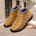 Bottes Plates Femme à Enfiler, Col Fausse Fourrure