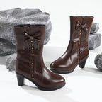 Bottes Mi-Hautes Femme Similicuir, Nœud, vue 4