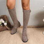 Bottes Hautes Femme Extensibles, Aspect Daim, à Enfiler, vue 6