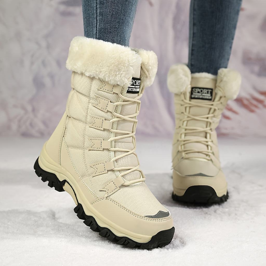 Bottes de Neige Femme, Tissu Enduit, Col Fourrure, vue 5