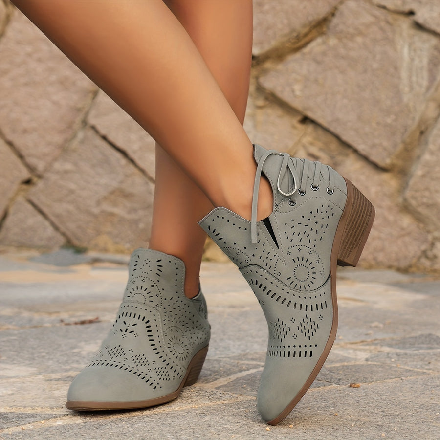 Bottines Ajourées Femme, Effet Daim, 3 Coloris – coloris gris
