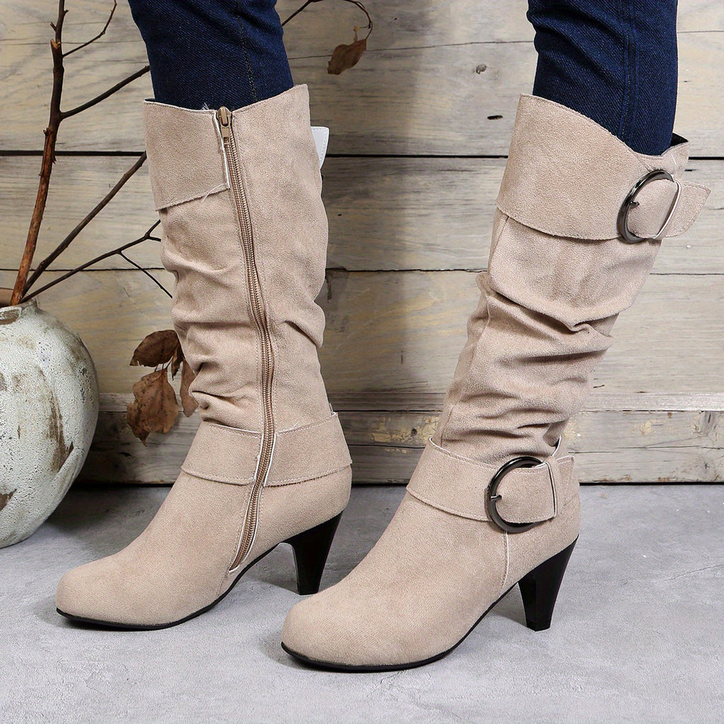 Bottes Femme Hautes, Brides à Boucle, Aspect Suédé, vue 9