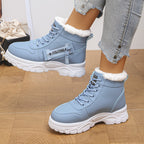 Bottes Fourrées Femme Style Basket, Similicuir, Lacets, vue 2