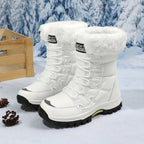 Bottes de Neige Femme, Tissu Enduit, Col Fourrure – coloris blanc