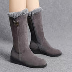 Bottes Mi-Mollet Femme, Col Fausse Fourrure, vue 8