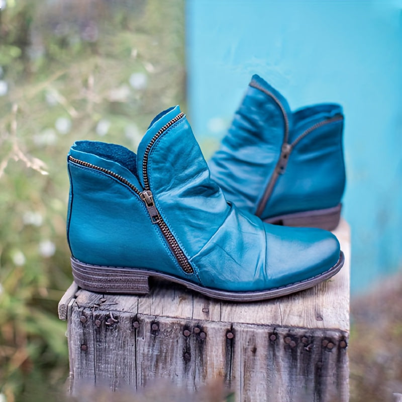 Bottines Femme Double Zip, Talon Bas, vue 5
