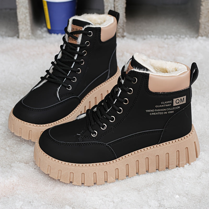 Bottines Femme Montantes, Semelle Épaisse – coloris noir