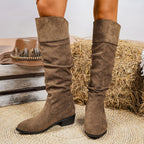 Bottes Hautes Femme Froncées, Aspect Daim, Revers, 5 Coloris, vue 10