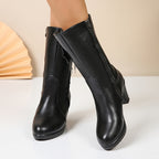 Bottes Mi-Hautes Femme Similicuir, Nœud, vue 7
