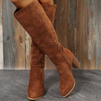 Bottes Hautes Femme Flanelle, Fermeture Zip