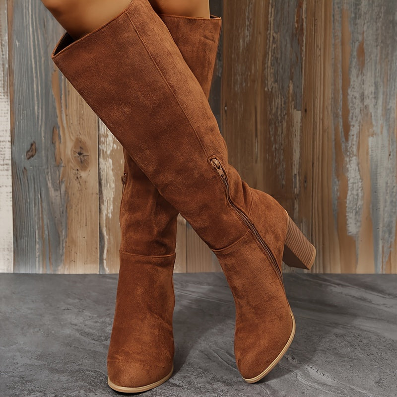 Bottes Hautes Femme Flanelle, Fermeture Zip