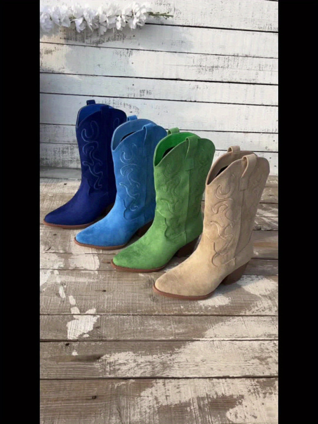 Bottes Cowboy Femme Brodées, Bout Pointu, vue 2