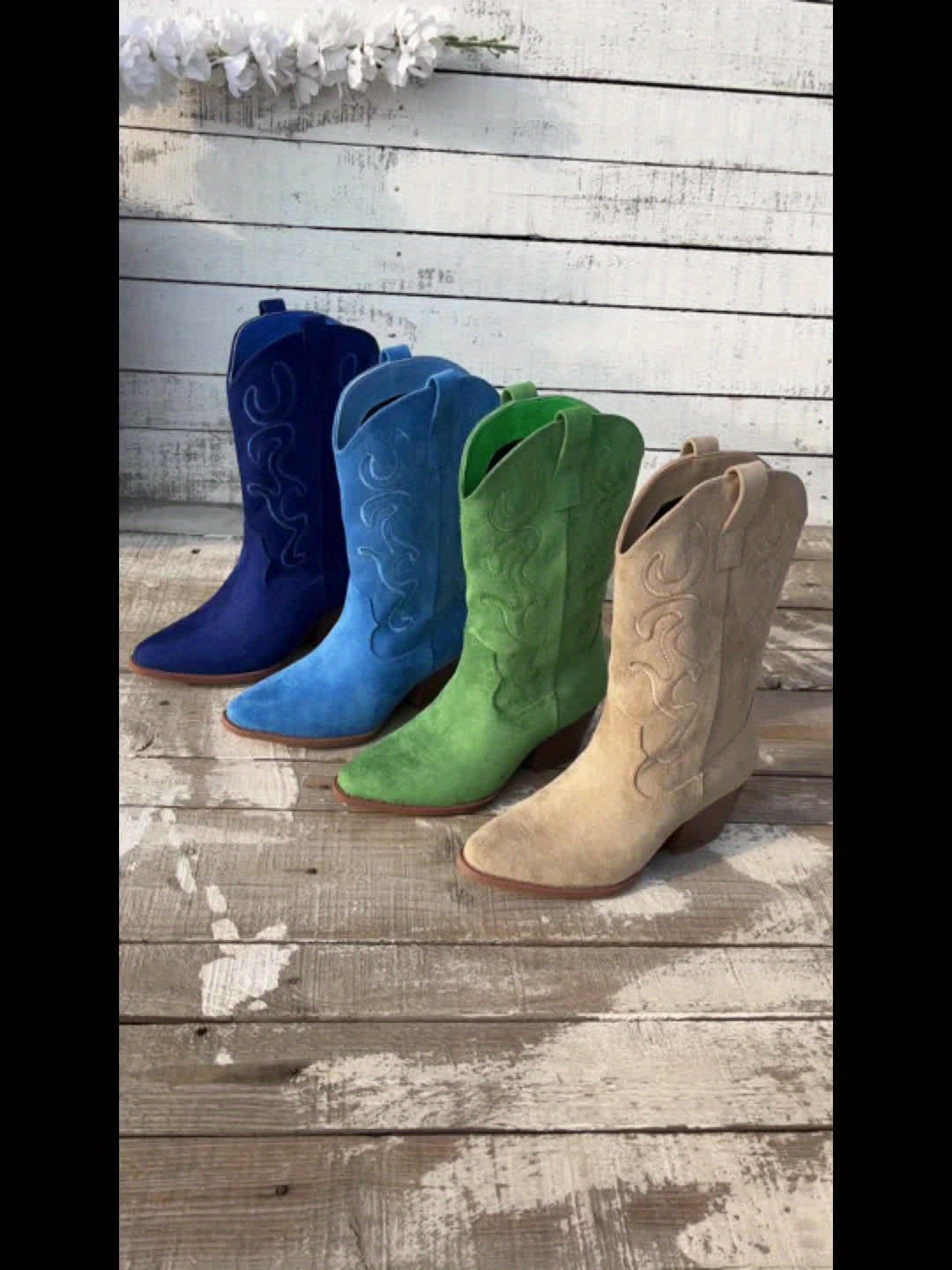 Bottes Cowboy Femme Brodées, Bout Pointu, vue 2
