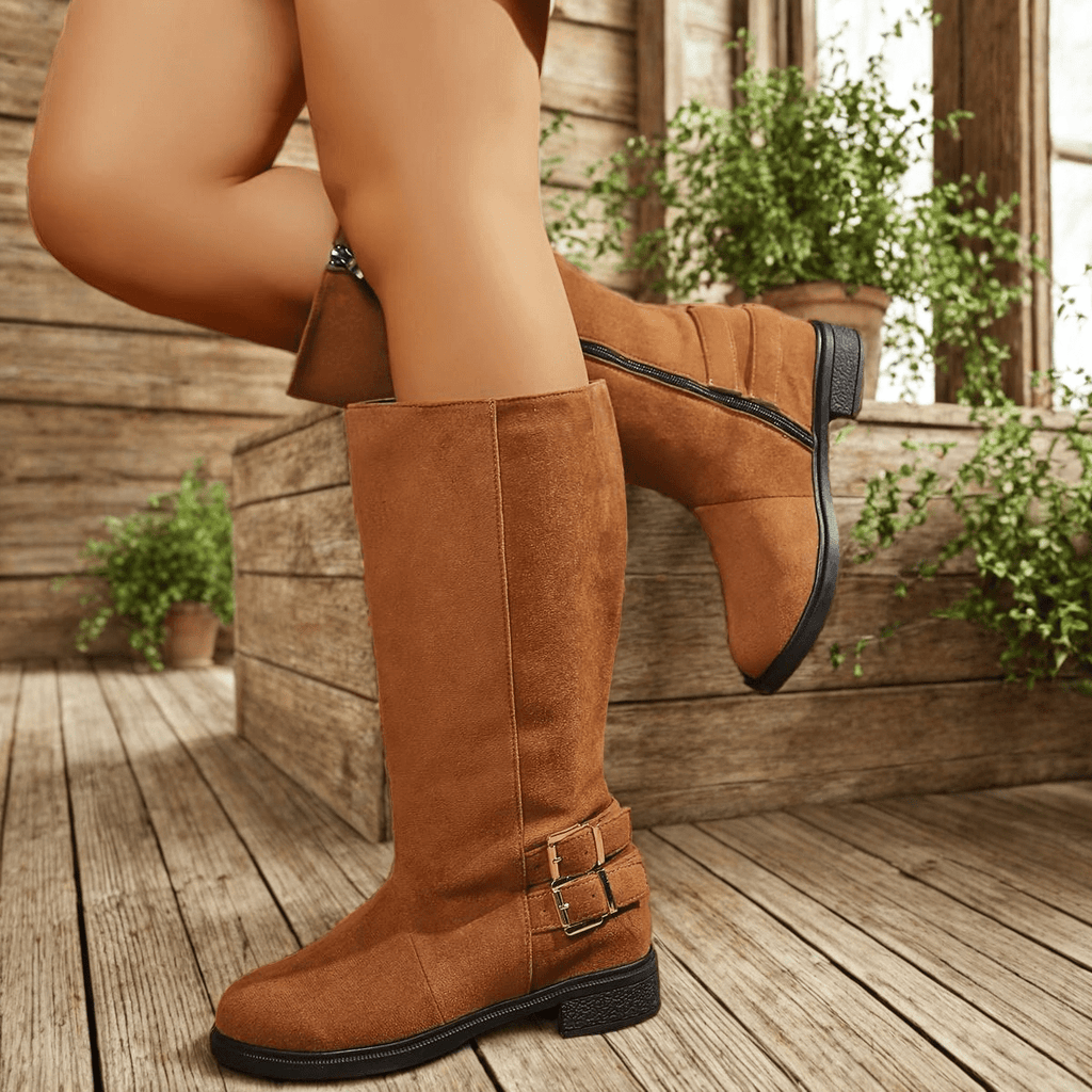 Bottes Hautes Femme Mollet Large, Aspect Daim, Fourrées, vue 14