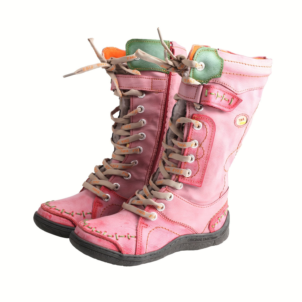 Bottes à Lacets Femme Mi-Hautes et Zippées, 7 Coloris – coloris rose