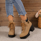 Bottes à Lacets Femme, Talon Haut Cranté, 5 Coloris, vue 7