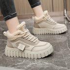 Bottines Chaudes Femme Style Basket Similicuir, Col Peluche, vue 4