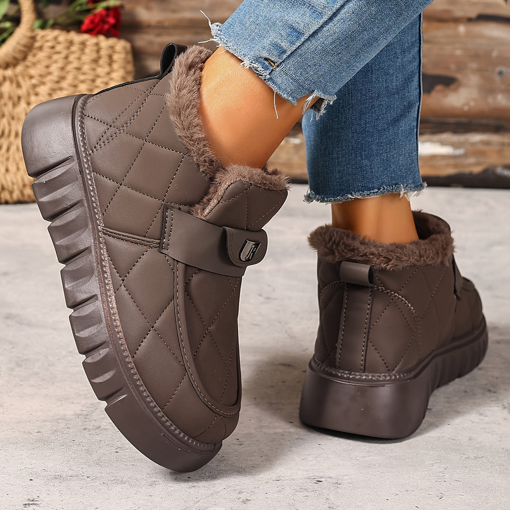 Bottes de Neige Femme Courtes Matelassées, Col Fourrure, vue 7