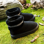 Bottes Fourrées Femme, Tissu Effet Daim – coloris noir, vue 3