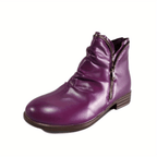 Bottines Femme Double Zip, Talon Bas – coloris violet
