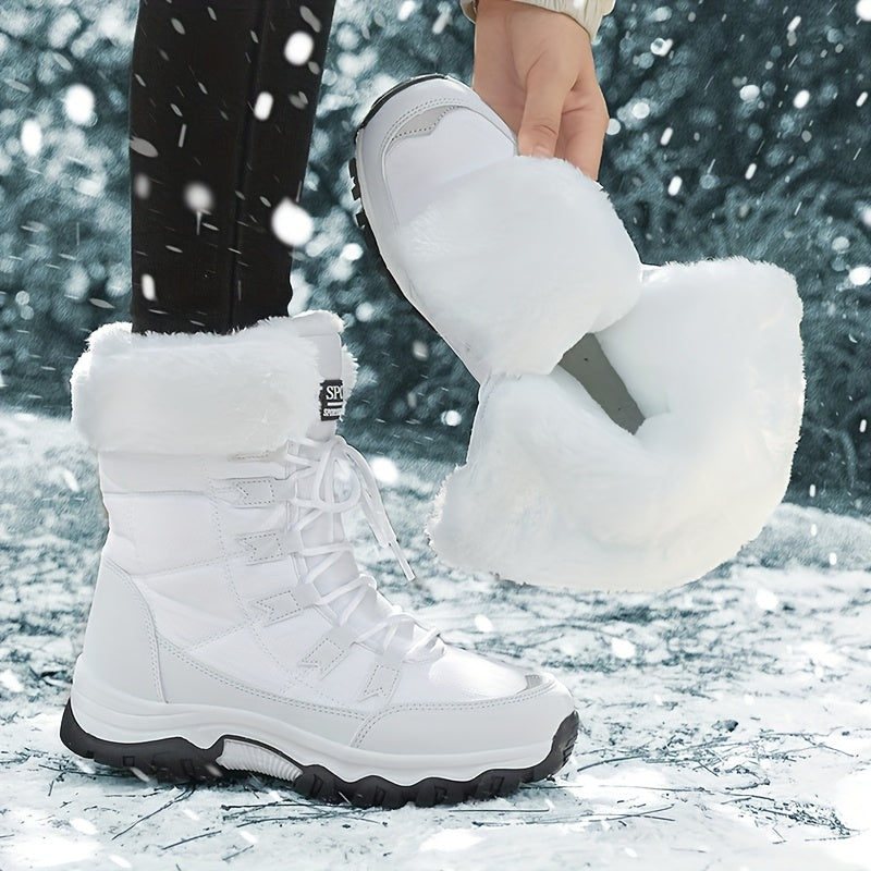 Bottes Femme à Lacets, Doublure Flanelle, Mi-Mollet
