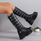 Cuissardes Femme Similicuir, Brides Métal, vue 15