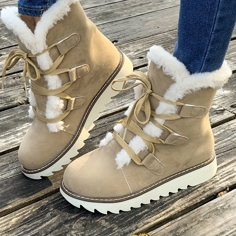Bottes de Neige Femme Flanelle, Lacets, vue 4