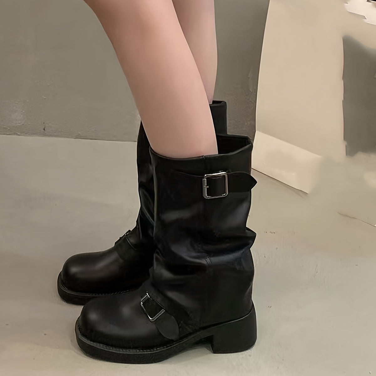 Bottes Femme Western Similicuir, Talon Chunky, vue 2