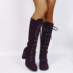 Bottes Hautes Femme à Lacets, Talon Bloc – coloris violet, vue 2