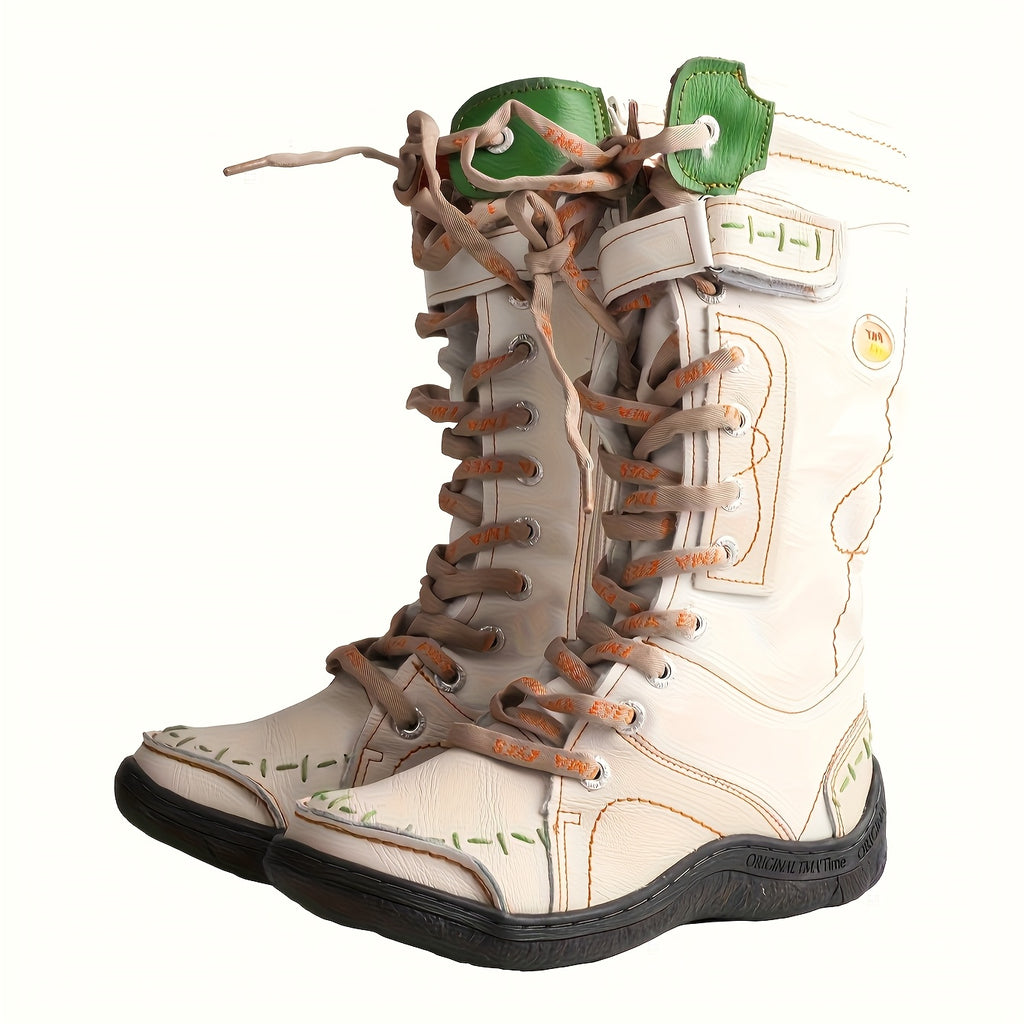 Bottes à Lacets Femme Mi-Hautes et Zippées, 7 Coloris – coloris écru