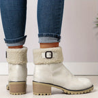 Bottes Fourrées Femme Courtes, Col Sherpa, Aspect Daim, vue 8
