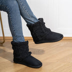 Chausson Botte Femme Maille Torsadée, Doublure Peluche – coloris noir