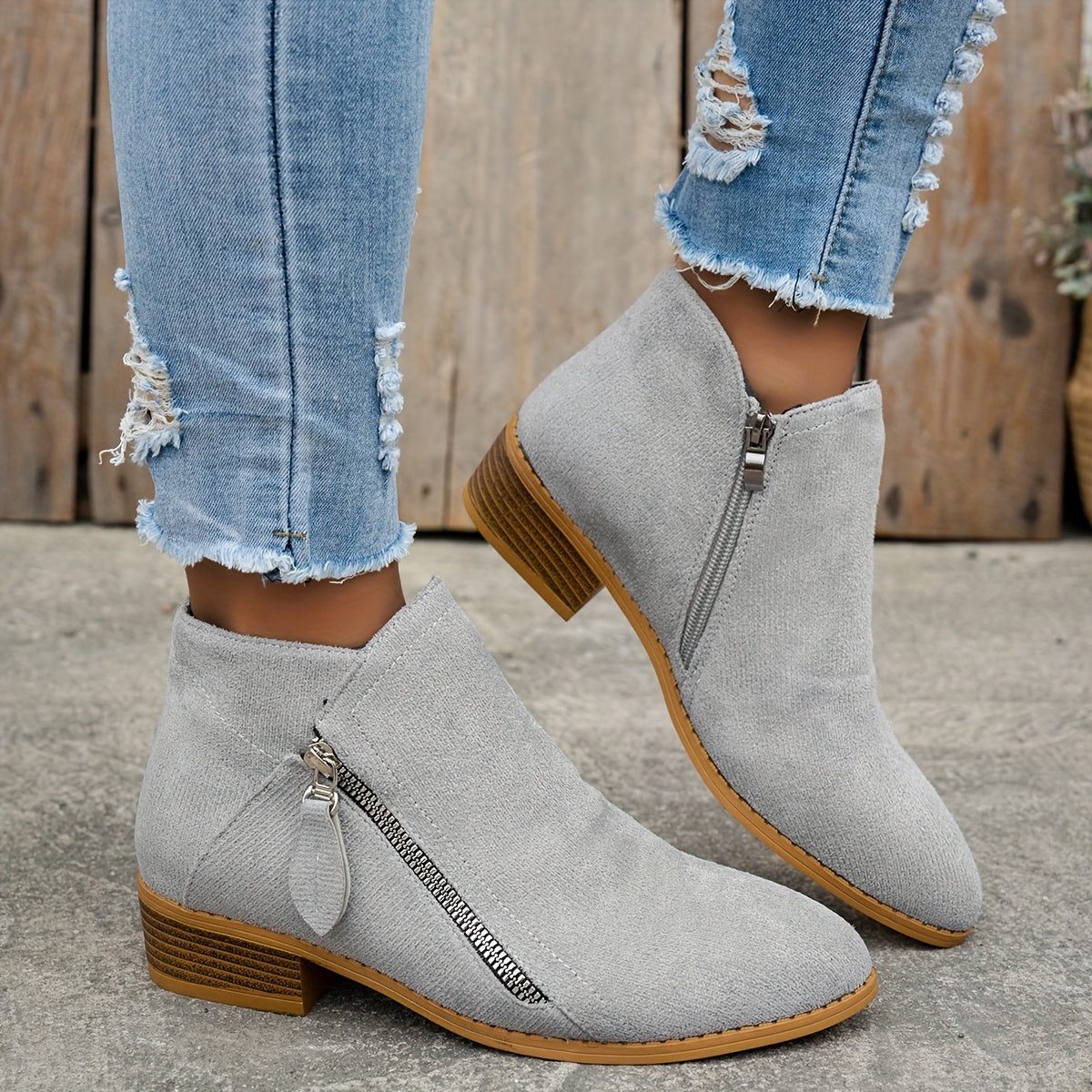 Bottines Femme Talon Plateforme, Bout Pointu – coloris gris