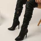 Cuissardes Femme Similicuir, Talon Fin, vue 4