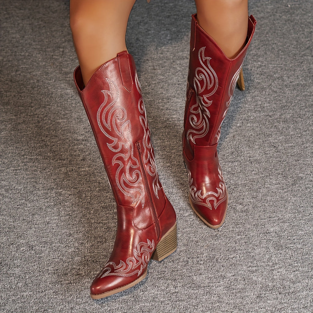 Bottes Cowboy Femme Hautes Brodées, Zip, vue 5
