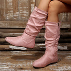Bottes Mi-Mollet Femme, Fermeture Éclair – coloris rose