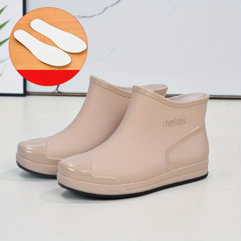 Bottes de Pluie Femme Courtes, Antidérapantes – coloris beige