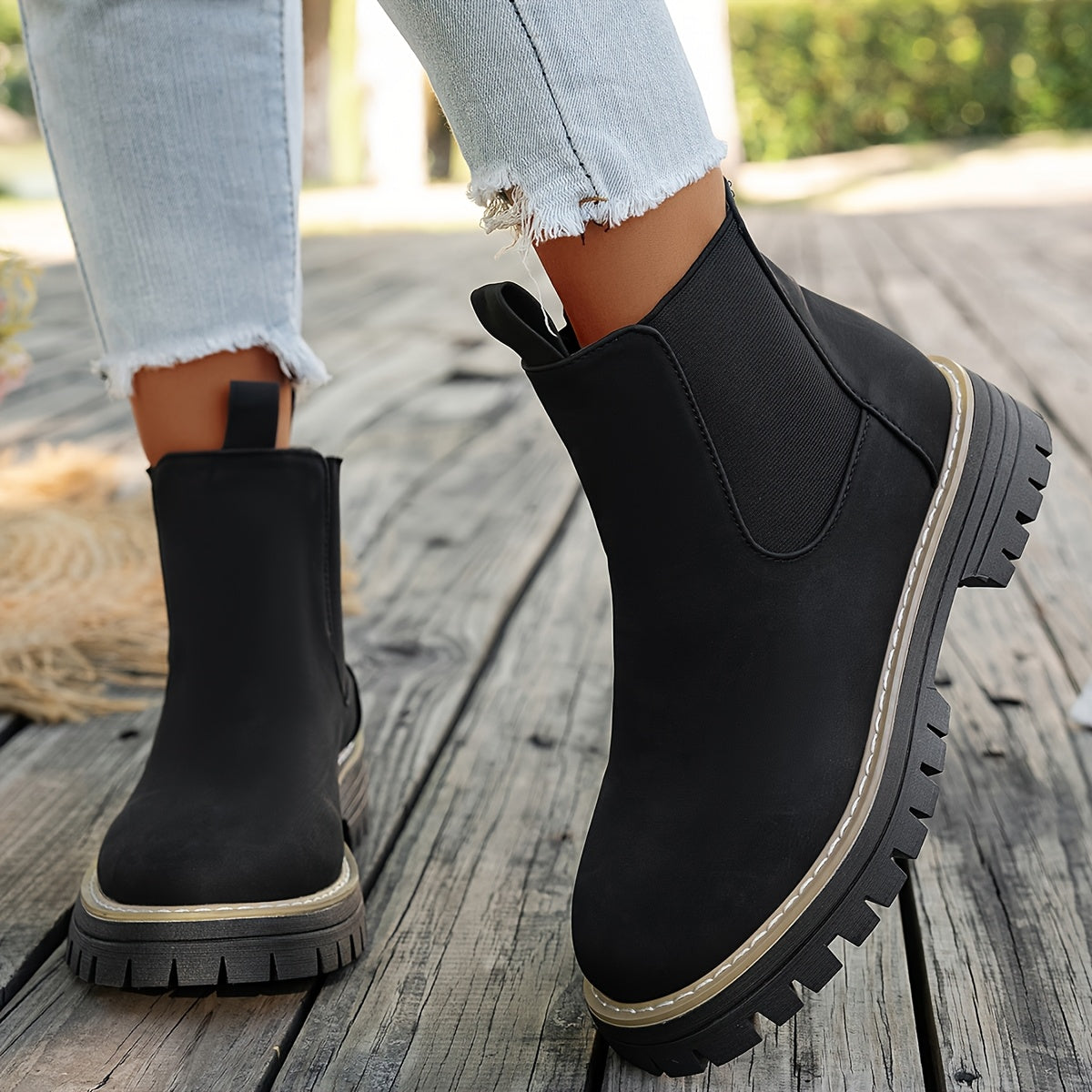 Bottes Chelsea Femme Similicuir Mat, Semelle Crantée, vue 3