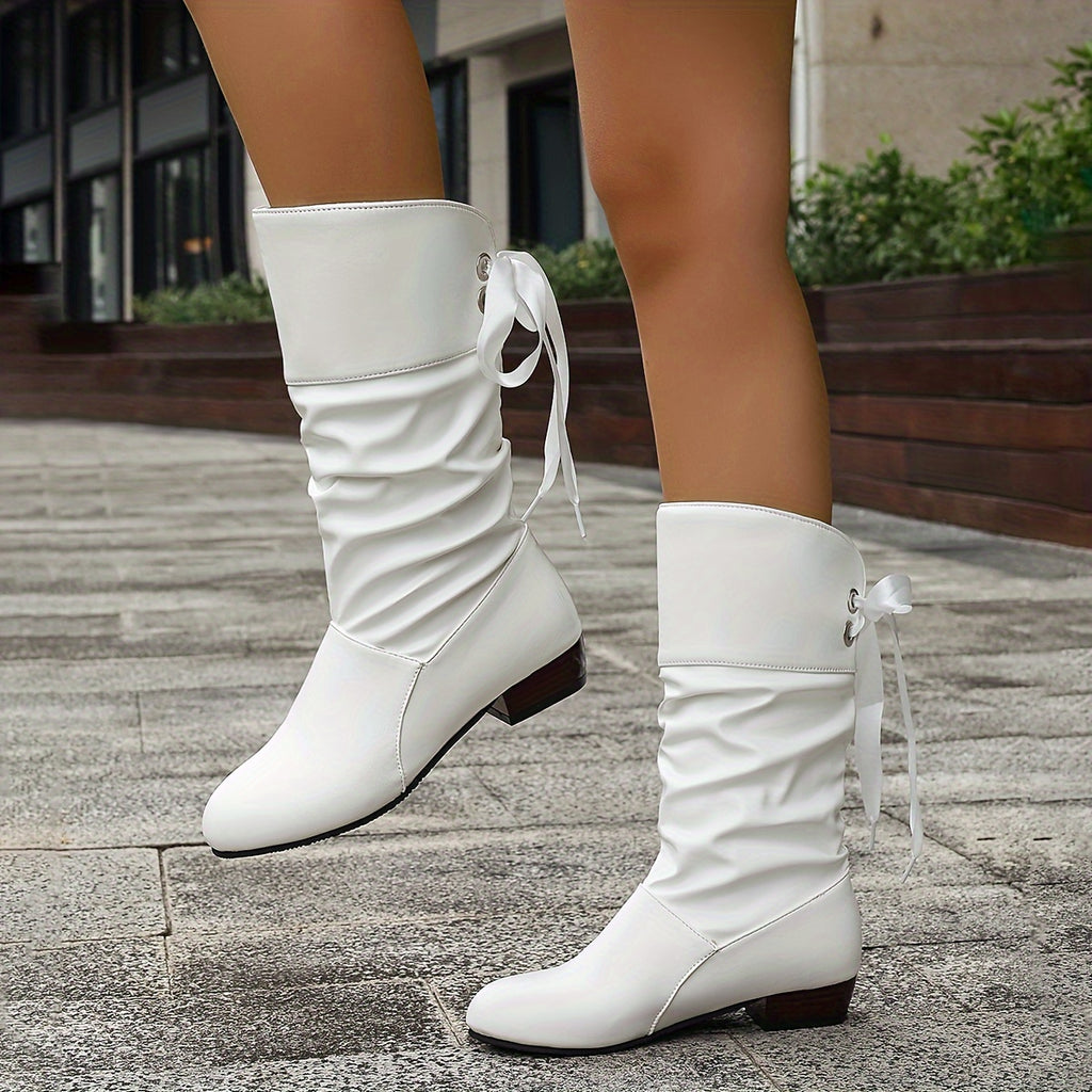 Bottes Mi-Mollet Femme, Ruban Décoratif, vue 17