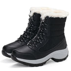 Bottes de Neige Femme Mi-Hautes à Lacets, 4 Coloris – coloris noir