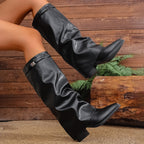 Bottes à Revers Femme Similicuir, Talon Bloc, vue 15