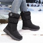 Bottes Fourrées Femme en Tissu Matelassé, Zip – coloris noir