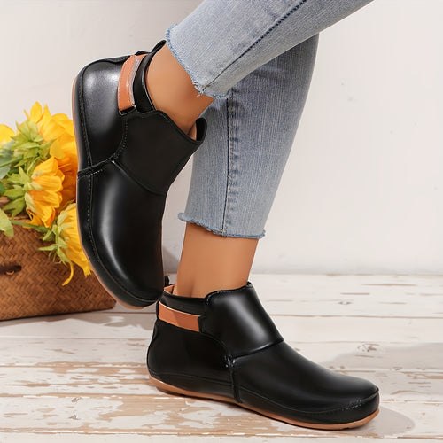 Bottes Cheville Femme Grande Taille en Simili Cuir – coloris noir
