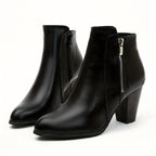 Bottines Femme Similicuir, Talon Bloc Moyen – coloris noir