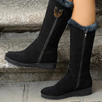 Bottes Mi-Mollet Femme, Col Fausse Fourrure, vue 7
