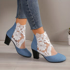 Bottines Femme Dentelle Florale sur Résille, vue 22
